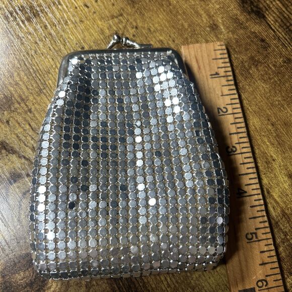 Sequin Metal Cigarette Snap Case Holder Cosmetic Bag Soft Mesh Silver Color READ - Picture 9 of 12